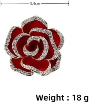 Crystal Rhinestone Red Flower Brooch Women's Camellia Pin Rhinestone Floral Brooch Ladies' Fashion Clothing Brooch Jewelry Accessory - Image 5