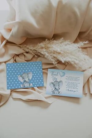 Your Main Event Prints Elephant Baby Shower Thank You Cards - 20 Count Pre-Written Thank You Cards - Baby Sprinkle Blue Dots - No Envelopes Included - Image 6