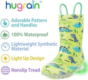 HugRain Light Up Rain Boots for Little Kids - Image 3