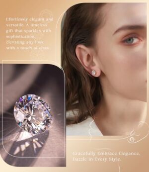 "STUNNING FLAME" 18K Gold Plated Silver Brilliant Cut Simulated Diamond Cubic Zirconia Stud Earrings - Image 8