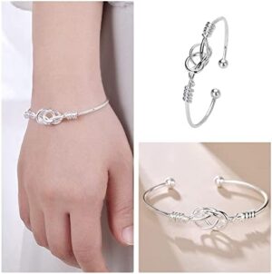 Handmade 925 Silver Bangle Bracelets for Women Bangles Zirconia Infinity Symbol Cuff Bracelets For Women Adjustable Bracelets With Crystal Eternity Bangle Bracelets Birthday Christmas Gifts - Image 3