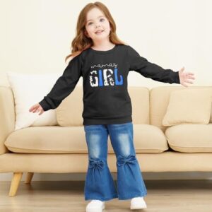 Toddler Girl Clothes Long Sleeve Cartoon & Letter Graphic Top + Fruit Stationery Print Flared Leg Pants - Image 4