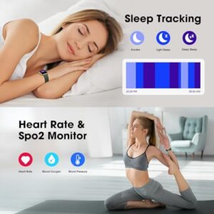 Smart Watch, Fitness Tracker with Blood Oxygen Monitor, Heart Rate and Sleep Tracking, 44mm Smartwatch for Android iOS Swimming Waterproof Pedometer Watch Step Calories Tracker for Women Men - Image 2