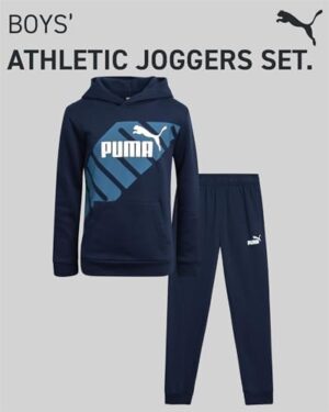 PUMA Boys' Jogger Set -2 Piece Active Fleece Pullover Graphic Hoodie Sweatshirt and Sweatpants for Boys (8-16) - Image 2