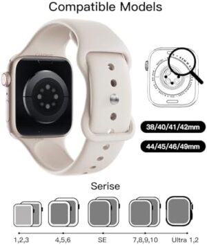 Patenting Sport Band Compatible with Apple Watch Bands for Women Men 38mm/40mm/41mm/42mm(Series 10), Soft Silicone Waterproof Band for iWatch Apple Watch Series 10 9 Ultra 8 7 6 5 4 3 2 1 SE - Image 3