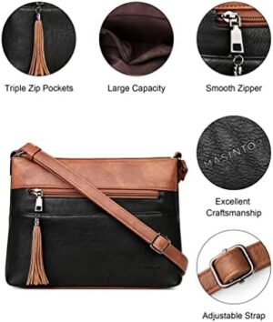 MASINTOR Crossbody Bags for Women, Lightweight Medium Crossbody Purse, Soft Leather Women's Shoulder Handbags with Tassel for Shopping or Travel - Image 5