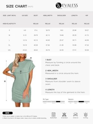 EVALESS Womens Summer Dresses Fashion 2025 Short Sleeve Spring Mini Dress Crewneck Solid Casual Beach Vacation Dresses - Image 6