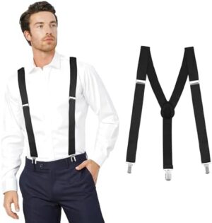 Men's Adjustable Suspenders with Elastic Straps Y-Back,Hiking Suspenders Under Clothes