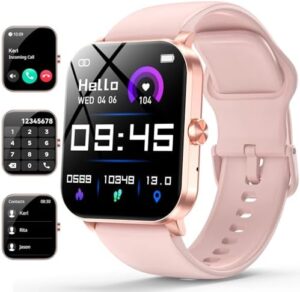 Smart Watch, 1.85" Smartwatch for Men Women (Answer/Make Call), Heart Rate, Sleep Monitor, Pedometer, Spo2, Activity Tracker, IP68 Waterproof Fitness Watch for Android iOS (Rose Gold)