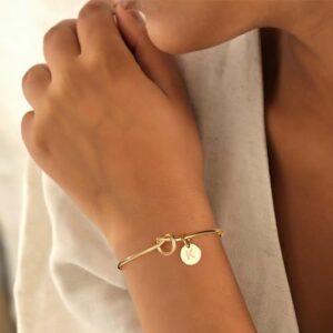 Turandoss Gold Initial Bracelets for Women - Dainty Gold Knot Letter A-Z Initial Bracelet for Women, Personalized Cuff Bangle Bracelet for Women, Gold Jewelry for Women - Image 5