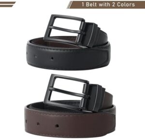 AWAYTR Boys Reversible Belts for Kids - Elastic and PU Leather Black and Brown Belt for Youth - Image 3