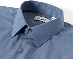 FAHIZO Men's Dress Shirt Casual Regular Fit Stretch Soild Long Sleeve Button Up Shirts - Image 3