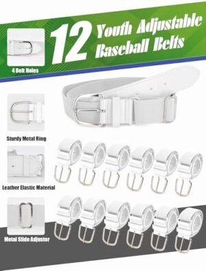 12 Pieces Baseball Belts Bulk Softball Belts Elastic Leather Belt Adjustable Teal Softball Belt Stretch Sports Belt - Image 2