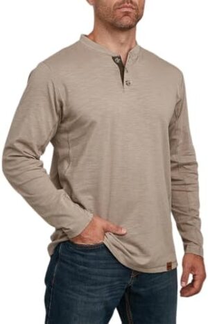 Venado Henley Long Sleeve Shirts for Men - Mens Henley with Flex Material