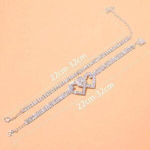 Silver Ankle Bracelets for Women Gold Anklets for Women Waterproof Stainless Steel Link Chain Anklet Tennis Rhinestone Diamond Anklets for Women Heart Butterfly Anklets for Women Summer Beach Foot Jewelry - Image 5