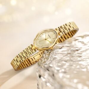 BERNY Gold Watches for Women Dainty Ladies Quartz Watch Vintage Copper Mirrors Shape Japanese Quartz Movement 3ATM Waterproof Fashion Female Wrist Watch Luxury Birthday Gifts - Image 4