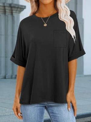 ANRABESS Women Oversized T Shirts Short Sleeve Summer Tops Casual Loose Basic Tee Shirts 2025 Trendy Clothes with Pocket - Image 6