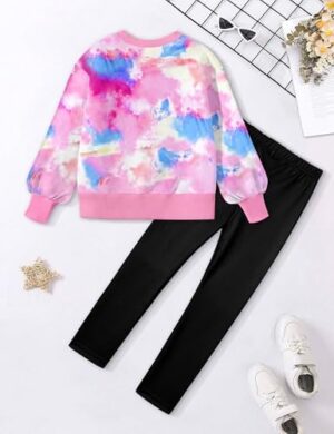 Girls Clothes, Girls Outfits Tie Dye Sweatshirt Tops and Leggings Sweatpants 2 Piece Fall Winter Clothes Set 6-14T - Image 8