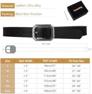 Ssumday Women's Reversible 1.3" Leather Belts for Jeans Pants Dresses with Fashion Vintage Silver Buckle - Image 6