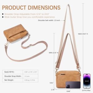 BOSTANTEN Small Crossbody Purse for Women Triple Zip Cell Phone Leather Handbag with Colored Shoulder Strap - Image 3