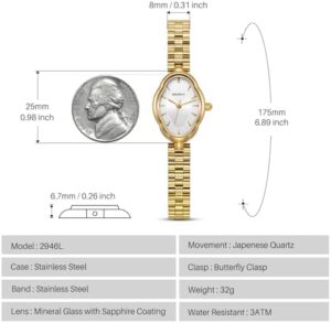 BERNY Gold Watches for Women Dainty Ladies Quartz Watch Vintage Copper Mirrors Shape Japanese Quartz Movement 3ATM Waterproof Fashion Female Wrist Watch Luxury Birthday Gifts - Image 6