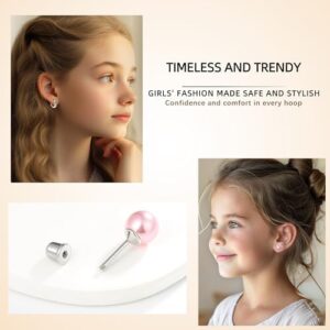 Hypoallergenic Earrings for Girls Surgical Stainless Steel Hoop Earrings Screw Back for Women - Image 3