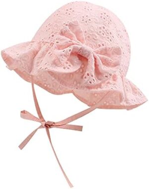 Bow Baby Girls Summer Hat Flower Toddler Girls Sun Hat Cotton Breathable Infant Hat