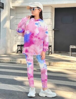 KANGKANG Girls Clothes Knitted Hoodie Pullover Tie Dye Leggings 2 Piece Girls' Clothing Sets Fall Sweatsuits Outfits - Image 3