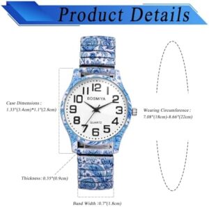 JewelryWe Womens Stretch Band Watches: Easy Reader Analog Quartz Elastic Watch Casual Floral Expansion Band Wristwatch for Valentine's Day - Image 6