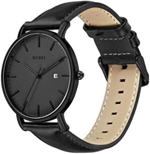 BUREI Men Wrist Watches Fashion Minimalist Analog Leather Quartz Waterproof Watches for Men - Image 7