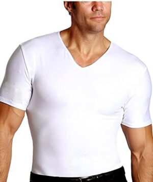 Insta Slim - Made in USA - Men’s Slimming Compression Body Shaper V-Neck for Back Support, Gynecomastia & Hernias