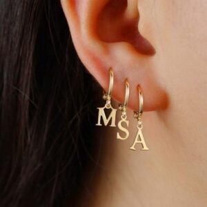 IEFWELL Earrings for Girls - 925 Sterling Silver Post Hypoallergenic Small Gold Huggie Hoop Earrings with Initial Dangle Earrings for Women Girls Jewelry Gifts for Girls Women - Image 4