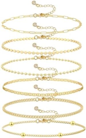 Dainty 14K Gold Bracelets for Women - Waterproof Stackable Gold Bracelet Set - Perfect for Stylish Women - Image 8