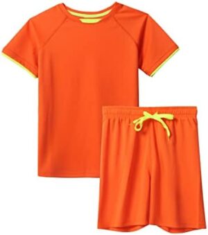 DaniChins Boys Loose Athletic Short-Sleeve Shirt and Active Mesh Shorts Set