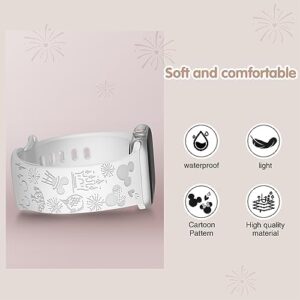 3 Pack Cartoon Engraved Band Compatible with Apple Watch Bands 40mm 44mm 41mm 38mm 45mm 42mm 49mm Women,Cute Pattern Strap Soft Silicone Wristbands for iWatch Series 8 7 6 SE 5 4 3 2 1 Ultra - Image 4