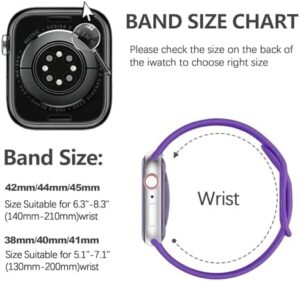 Sport Bands Compatible with Apple Watch Band 38mm 40mm 41mm 42mm 44mm 45mm, Soft Silicone Waterproof Strap Compatible with iWatch Series Ultra 8 7 6 5 4 3 2 1 SE Women Men - Image 8