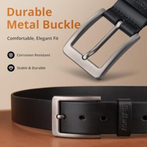 Buffway Leather Belt for Men - Durable Full Grain Men's Belt 1.5", Versatile for Daily Use, with Gift Box - Image 3