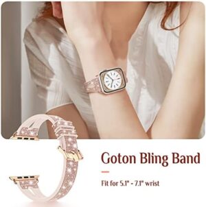 Goton Bling Silicone Band Compatible with Apple Watch 46mm 45mm 44mm 42mm 41mm 40mm 38mm Series 10 9 8 7 6 5 4 3 2 SE Women, Glitter Strap Accessories - Image 6