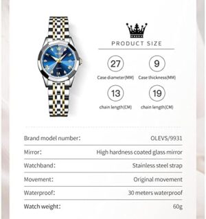 OLEVS Watch Women,Watches for Women,Ladies Watches,Lady Watch,Waterproof Fashion Dress Diamond Stainless Steel Bracelet Analog Watches for Women Small Wrist Day and Date Water Resistant Watches - Image 7