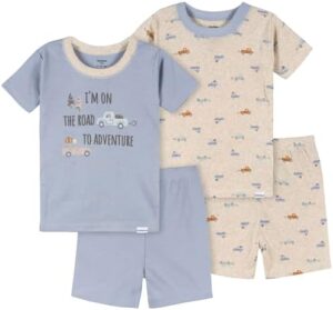 Gerber Baby Boys' Toddler Snug Fit 4-Piece Pajama Short Set