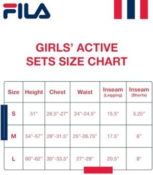 Fila Girls' Active Leggings Set - 3 Piece Performance T-Shirt, Yoga Pants, and Bike Shorts - Activewear Set for Girls (S-XL) - Image 7