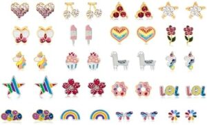 Sparkle N' Glitz 20 PACK STUD EARRING SET | Hypoallergenic Earrings For Girls | Stud Earrings for Girls | Girl Earrings | kids Earrings for girls | Earrings For Teen Girls | Kids Earrings for Girls Hypoallergenic