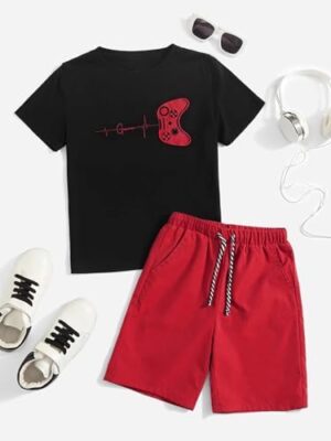 SOLY HUX Boy's Letter Graphic Short Sleeve Tee Shirt and Drawstring Waist Shorts Set 2 Piece Outfit - Image 5