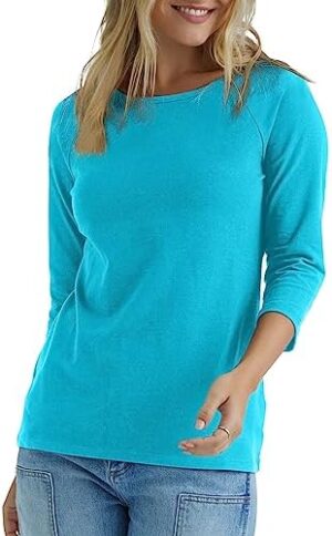 Hanes Women's Raglan Sleeve Tee, Women’s Stretch Cotton Tee, Women’s Crewneck Tee