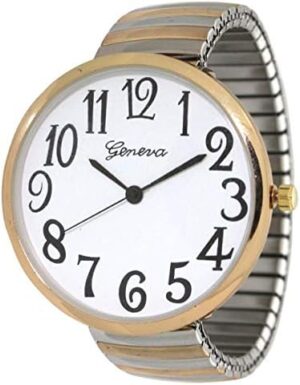 Geneva Super Large Stretch Watch Clear Number Easy Read (Two Tone)