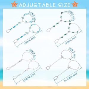 Yinkin 4 Pairs Foot Jewelry Anklet Bead Barefoot Sandals Anklet for Sandals Beach Wedding Ankle Bracelets Ring Foot Chain Jewelry for Women and Girls - Image 3