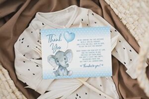 Your Main Event Prints Elephant Baby Shower Thank You Cards - 20 Count Pre-Written Thank You Cards - Baby Sprinkle Blue Dots - No Envelopes Included - Image 7