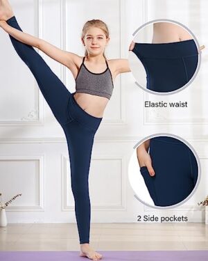 Stelle Girls' Athletic Leggings Kids Dance Running Yoga Pants Workout Active Dance Tights with Pockets - Image 4