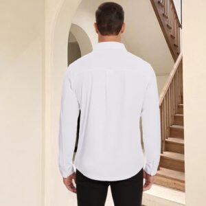 Men's Long Sleeve Casual Button Down Shirts Untucked Shirts for Men Business Stretch Wrinkle Free Dress Shirt - Image 3