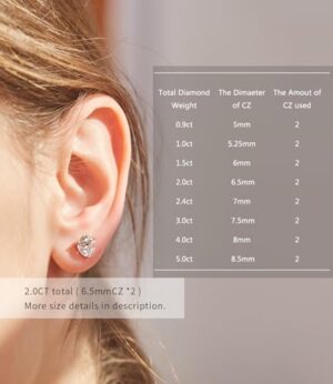 "STUNNING FLAME" 18K Gold Plated Silver Brilliant Cut Simulated Diamond Cubic Zirconia Stud Earrings - Image 7